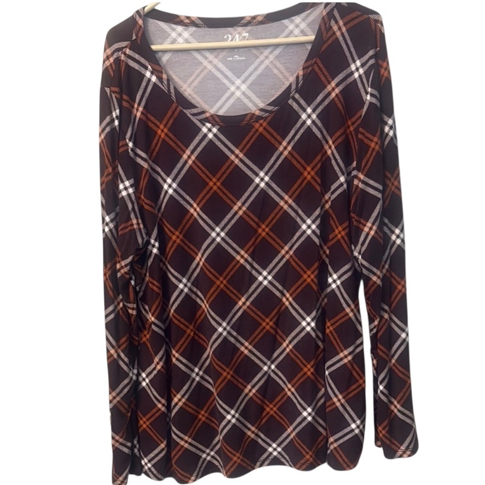 Maurices Black and Rust Plaid Blouse